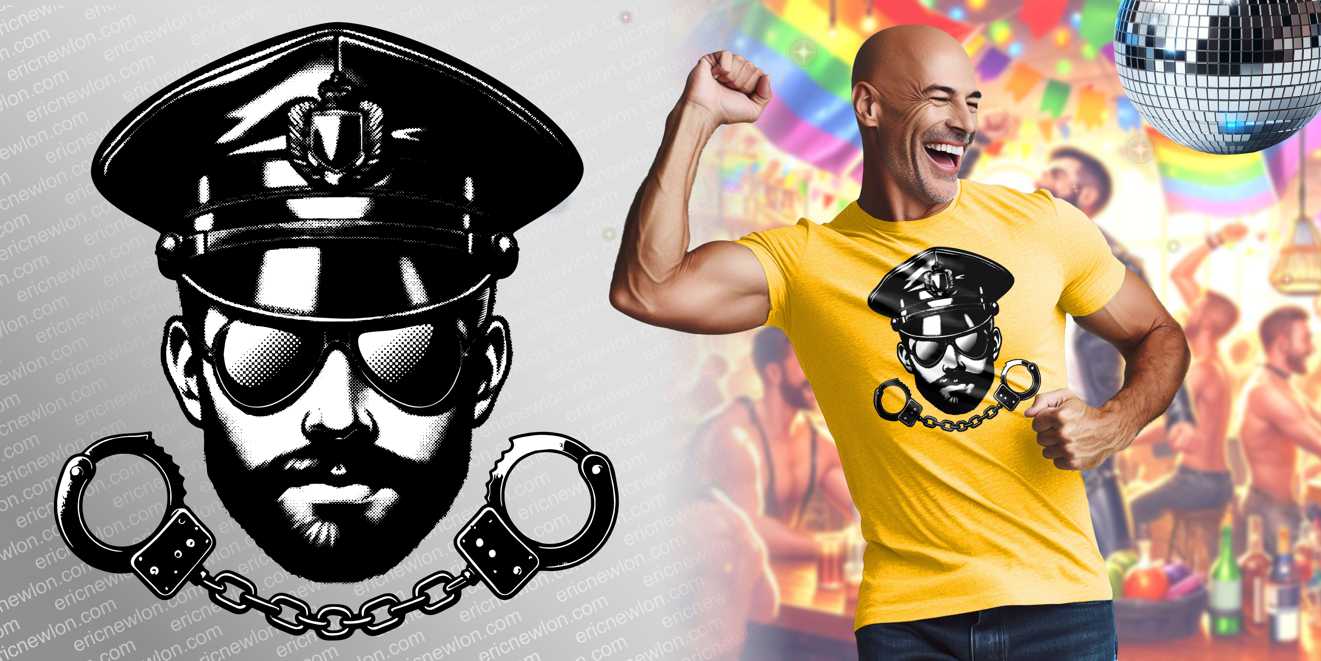 The Cuffed to Fun T Shirt design for Leather Subculture.
