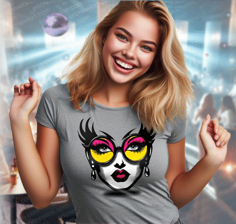 The Glasses On Lasses T Shirt design of artsy cool graphics featuring glasses. Available in different colors.