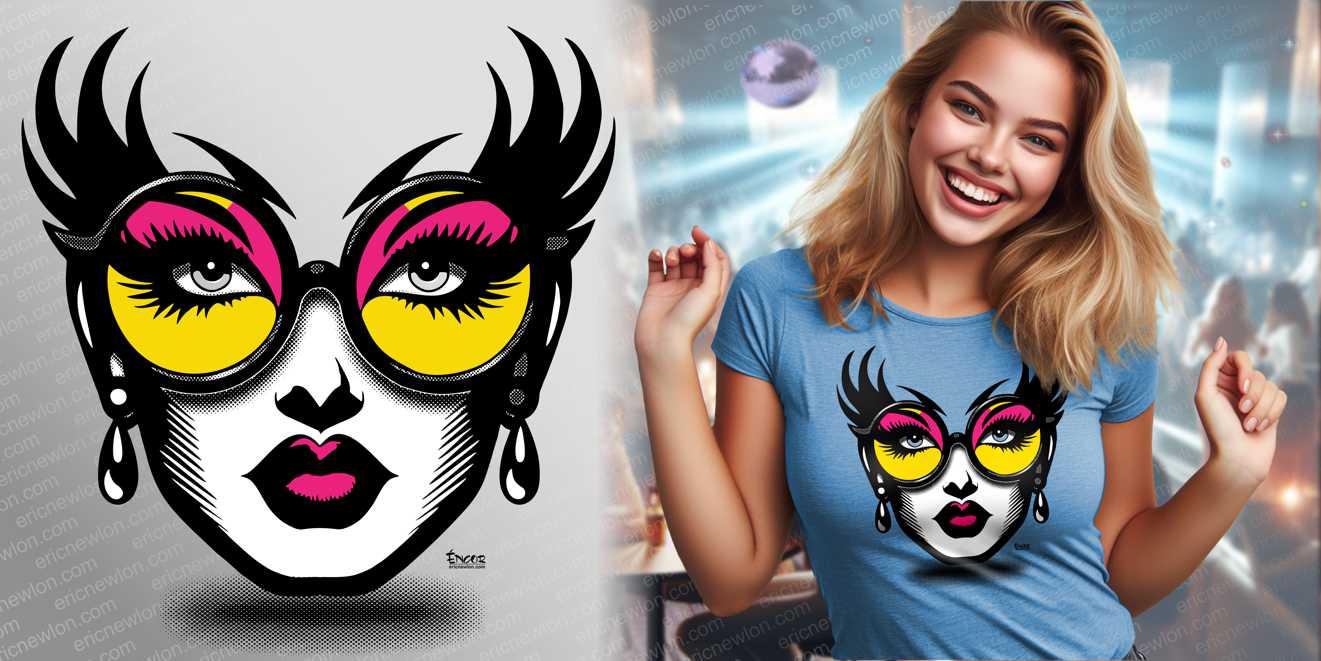 The Glasses On Lasses T Shirt design of artsy cool graphics featuring glasses.